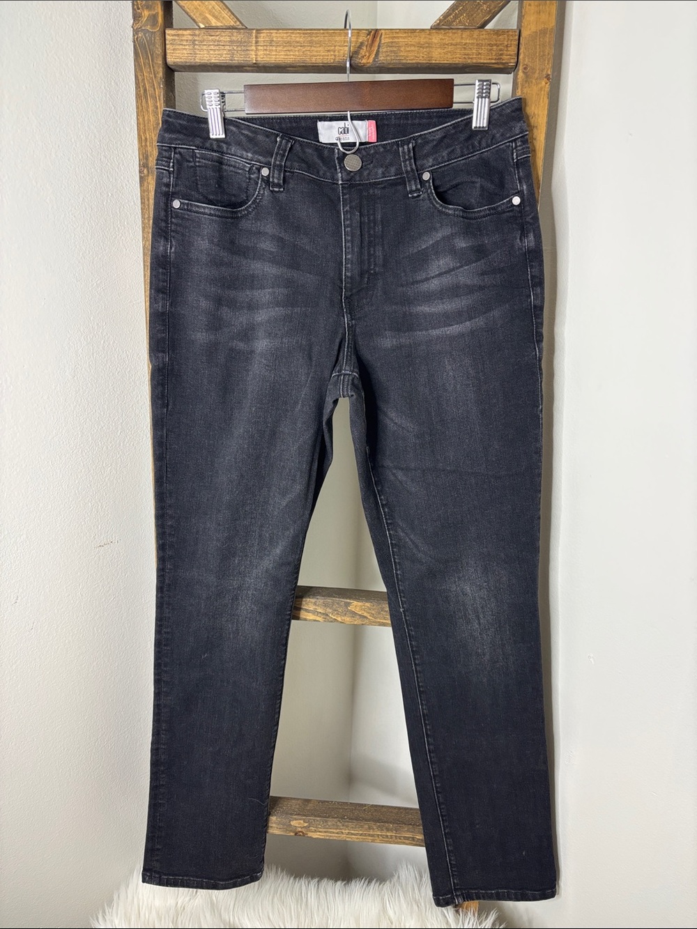 CAbi Black Jeans High Rise Straight Leg Size 10
